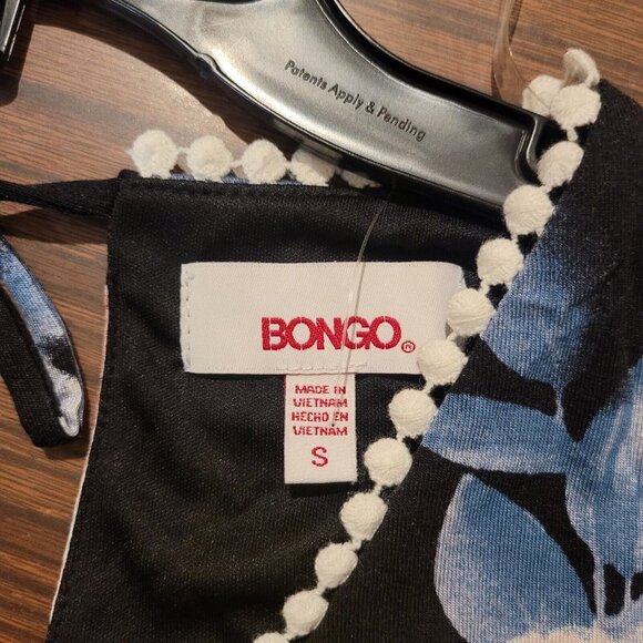 NWOT Bongo V Neck Bell Long Sleeve Back Tie Floral Mini Black Dress Size Small - Picture 10 of 12